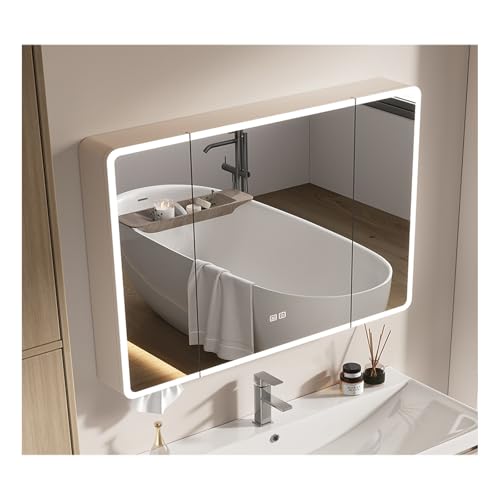 HOFUNTRE Badezimmerschrank Mit Spiegel，Badschrank Hängend，LED Badezimmerspiegel，Geeignet for Moderne Familien, Hotels, Fitnessstudios Und Andere Szenarien(110 * 70cm/43.3 * 27.5in) von HOFUNTRE