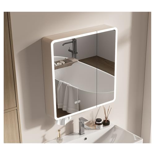 HOFUNTRE Badezimmerschrank Mit Spiegel，Badschrank Hängend，LED Badezimmerspiegel，Geeignet for Moderne Familien, Hotels, Fitnessstudios Und Andere Szenarien(80 * 70cm/34.5 * 27.5in) von HOFUNTRE