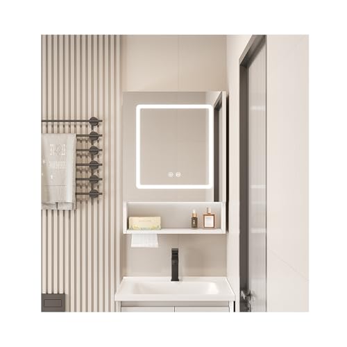 HOFUNTRE Badezimmerschrank Mit Spiegel，Hängeschrank Badspiegel，Spiegelschrank，Anwendbar Auf Verschiedene Szenarien Wie Wohnhäuser, Businesshotels, Apartments Usw.(Smart Model,48 * 75cm) von HOFUNTRE