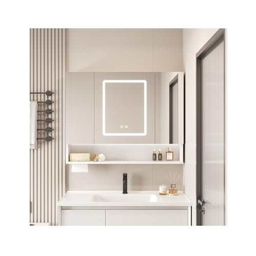 HOFUNTRE Badezimmerschrank Mit Spiegel，Hängeschrank Badspiegel，Spiegelschrank，Anwendbar Auf Verschiedene Szenarien Wie Wohnhäuser, Businesshotels, Apartments Usw.(Smart Model,80 * 75cm) von HOFUNTRE