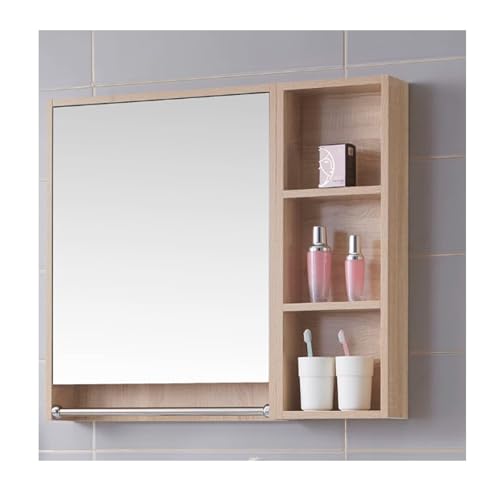 HOFUNTRE Hängeschrank Spiegelschrank Fürs Bad ，Badezimmerschrank Mit Spiegel，Massivholzmaterial, Hochauflösender Spiegel, Mehrschichtige Lagerung, Robust Und Langlebig(Log,70cm/27.5in) von HOFUNTRE