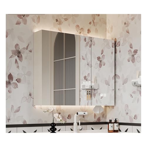 HOFUNTRE Hängeschrank Spiegelschrank Fürs Bad ，Mutital Spiegelschrank，Antibeschlagfunktion, Massivholzplatte, Hochauflösender Spiegel, Große Speicherkapazität(80 * 70cm/34.5 * 27.5in) von HOFUNTRE