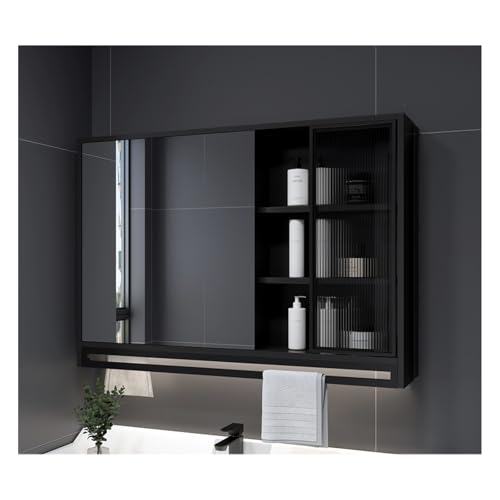 HOFUNTRE Mutital Spiegelschrank，Hängeschrank Spiegelschrank Fürs Bad ，Badspiegel Hängeschrank Mit Türen，Geeignet for Verschiedene Szenarien Wie Zuhause, Hotel(Black,Ordinary Version_60*75CM) von HOFUNTRE