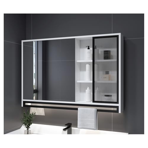 HOFUNTRE Mutital Spiegelschrank，Hängeschrank Spiegelschrank Fürs Bad ，Badspiegel Hängeschrank Mit Türen，Geeignet for Verschiedene Szenarien Wie Zuhause, Hotel(White,Ordinary Version_100*75CM) von HOFUNTRE
