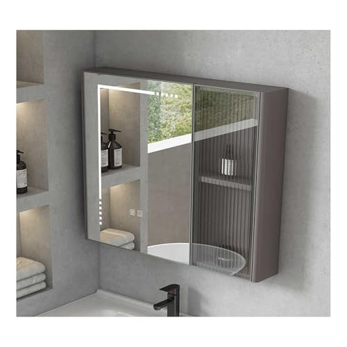 HOFUNTRE Mutital Spiegelschrank，Hängeschrank Spiegelschrank Fürs Bad ，Große Speicherkapazität, Wasserdicht Und Feuchtigkeitsbeständig, Hochauflösender Spiegel(65 * 65cm/25.6 * 25.6in) von HOFUNTRE