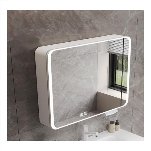 HOFUNTRE Mutital Spiegelschrank，Spiegelschrank Bad Mit Beleuchtung ，Große Speicherkapazität, Smart Touch, Antibeschlag-Design, Geeignet for Mehrere Szenarien(White,70cm/27.5in) von HOFUNTRE