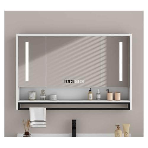 HOFUNTRE Regale Spiegelschränke Fürs Bad Mirror Cabinet，Badschrank Hängend，Mutital Spiegelschrank，Antibeschlagfunktion, Massivholzmaterial, Geeignet for Mehrere Szenarien(White,120*70cm/47.2*27.5in) von HOFUNTRE