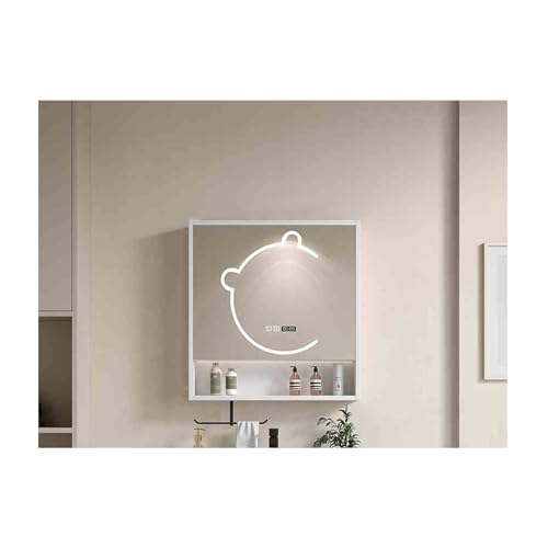 HOFUNTRE Spiegelschrank Bad Mit Beleuchtung ，Badschrank Hängend，Hochauflösender Spiegel, Wasserdicht Und Feuchtigkeitsbeständig, Antibeschlag Mit Einem klick(White,60cm/23.6in) von HOFUNTRE