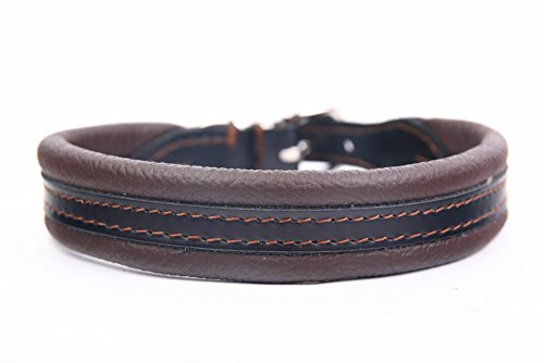 HOGACA Supersoftes Hunde-Halsband Handarbeit 687 16 mm / 35 cm MADE IN EU Leder/Nylon Lochbereich 28-32 cm mit hochwertiger silberfarbiger Schnalle aus Chromnickelstahl HOGACA Supersoftes Hunde-Halsband Handarbeit 687 16 mm / 35 cm MADE IN EU Leder/Nylon Lochbereich 28-32 cm mit hochwertiger silberfarbiger Schnalle aus Chromnickelstahl von HOGACA