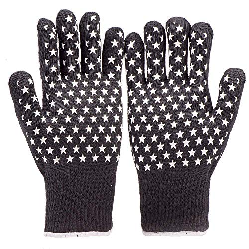 HOGACA perfekte Premium Grill-Back- Kamin-Handschuhe, Ofen-Handschuhe, Hitzeschutz-Handschuhe, BBQ Barbecue Gloves 2 Stck. hitzebeständig bis 350°C kurz bis 500°C CE Zeichen EN 407 4343xx von HOGACA
