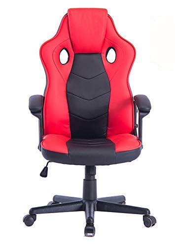 HOGAR24 ES Ergonomischer Gaming-Stuhl für Gamer, Gamer, Kunstleder, gepolstert, Höhe und Neigung, verstellbar, Schwarz-Rot von HOGAR24 ES