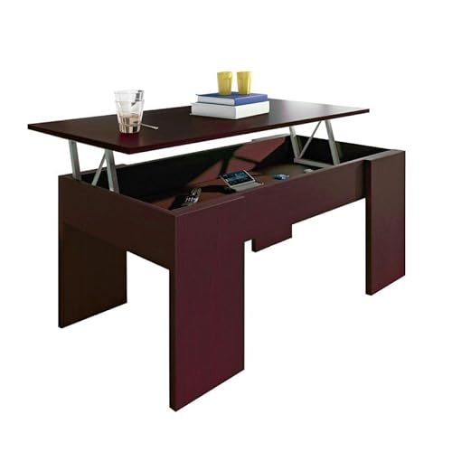 HOGAR24 ES Verschluss Höhenverstellbarer Couchtisch | Wohnzimmertisch | Wenge | Maße: 90 cm x 50 cm x 46 cm / 56 cm (Breite x Tiefe x Höhe), Wenige, 90 x 50 x 46 cm von HOGAR24 ES