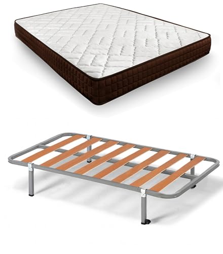 HOGAR24 ES | Komplettes Bett | Basic Lattenrost + Matratze Dream Flex 13 | Bein-Set mit 25 cm Klemme | Maße: 90 x 190 cm von HOGAR24 ES