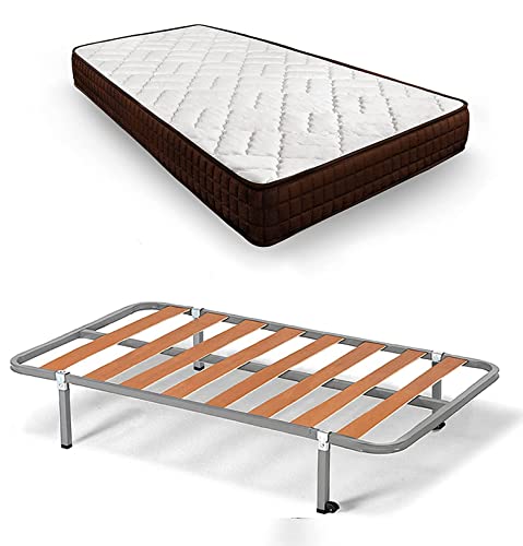 HOGAR24 ES Matratze Viscosoft + Lattenrost Basic mit 4 quadratischen Beinen 26 cm | Maße: 90 x 200 cm von HOGAR24 ES