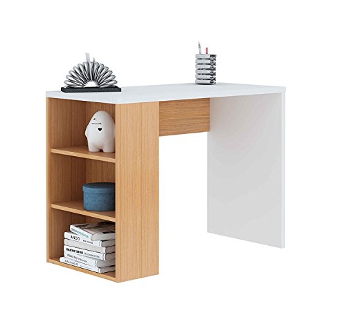 HOGAR24 ES | Schreibtisch mit Regal | Arbeitstisch | Weiß und Eiche | Maße: 100 x 50 x 75 cm von HOGAR24 ES