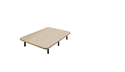 HOGAR24 ES Verstärkter Polsterboden mit 6 Metallfüßen, Höhe 26 cm, Bezug 3D Farbe Beige + 4 Ventile für Atmungsaktivität, Holz Legierter Stahl, 135x190 von HOGAR24 ES