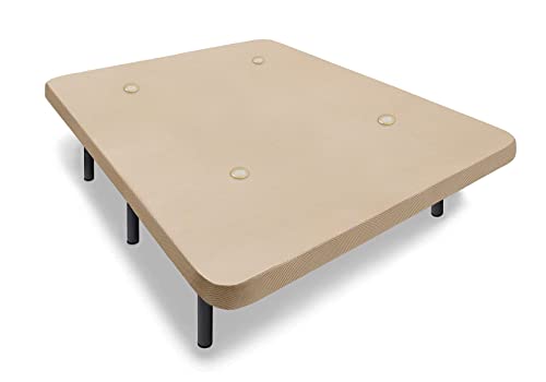 HOGAR24 ES Gepolsterter Boden, 135 x 190 cm, verstärkt mit 6 Metallfüßen, Höhe 26 cm, 3D-Polsterung, Beige + 4 Atmungsventile. von HOGAR24 ES