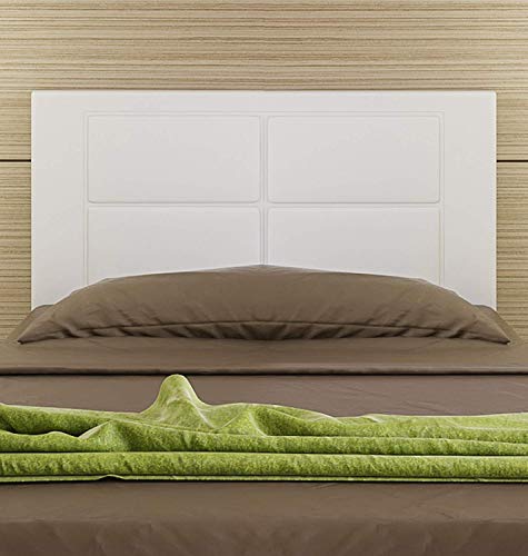 HOGAR24 3C-105 cm-Kopfteil gepolstert, passend für Betten 90-105 cm, Farbe Weiß, Leder, Cama Individual von HOGAR24 ES
