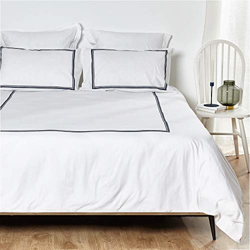 HOGARYS Bettwäsche-Set für Betten mit 180 cm (260 x 220 cm) mit 2 Kissenbezügen (50 x 95 cm), 100 % Baumwolle (Perkal 150 Fäden), Tap Grau von HOGARYS