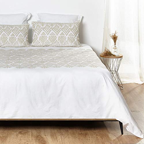 HOGARYS Bettwäsche-Set für Betten mit 180 cm (260 x 220 cm) mit 2 Kissenbezügen (50 x 95 cm), 100 % Baumwolle (Perkal mit 150 Fäden), goldfarben von HOGARYS