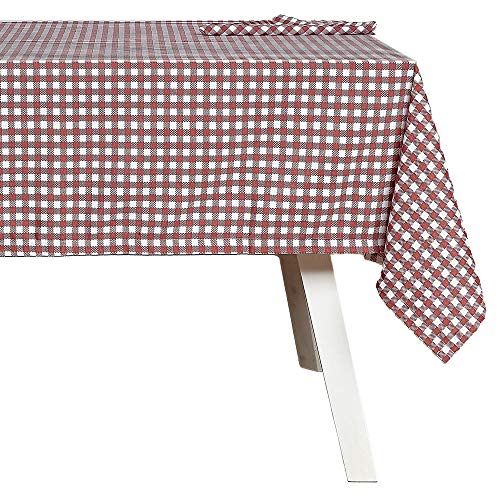 HOGARYS Set Tischdecke Plus Servietten, Polyester, Esha Rot, 150_x_150cm von HOGARYS