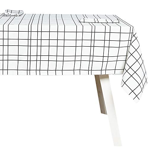 HOGARYS Set Tischdecke Plus Servietten, Polyester, Lin Schwarz, 150_x_250cm von HOGARYS