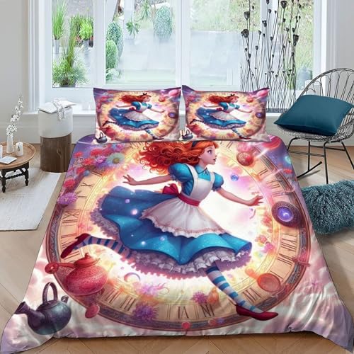HOGDISAJD Mädchen Bettwäsche Feder Graffiti Stil 3D Gedruckt Bettdeckenbezug Mit 2 Kopfkissenbezüge LuxusBettwäsche Sets 3 Stück Für Jungen Und Mädchen Double（200x200cm） von HOGDISAJD