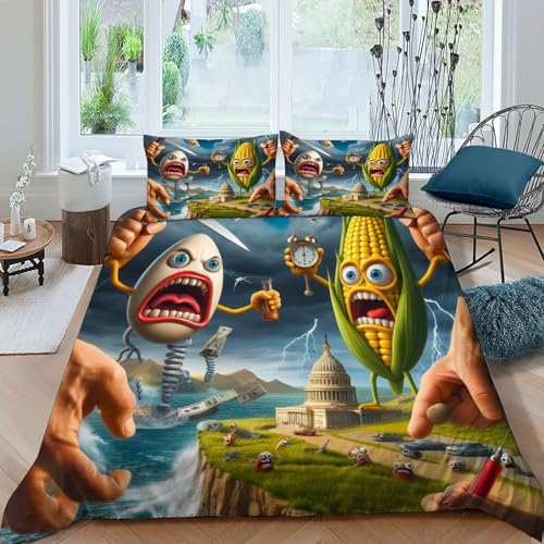 HOGDISAJD Mais Bettbezug Weiche Feder Abstrakte Früchte 3D Effekt Luxus Bettbezug Set Mit Reißverschluss 3Pcs Für Kinder Jugendliche Double（200x200cm） von HOGDISAJD