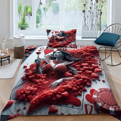 HOGDISAJD Sexy Mädchen Bettwäsche Weiche Feder KKunsten Spielen 3D Gedruckt Bettdeckenbezug Mit 1 Kopfkissenbezüge Luxus Bettbezug Set 2Pcs Zimmer Dekorative Single（135x200cm） von HOGDISAJD