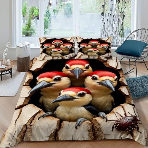 HOGDISAJD Spetz Bettwäsche Weiche Feder Süße Tiere 3D Effekt LuxusBettwäsche 3Pcs Sets Mit Reißverschluss Zimmer DekoRatteive King（220x240cm） von HOGDISAJD