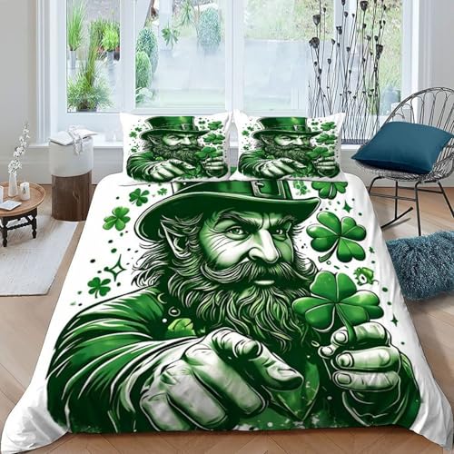 HOGDISAJD Three Leaf SAutoecrow Bettwäsche Feder Grüne Serie 3D Gedruckt Bettdeckenbezug Mit Reißverschluss Luxus Bettbezug Set 3 Stück Für Jungen Und Mädchen Double（200x200cm） von HOGDISAJD
