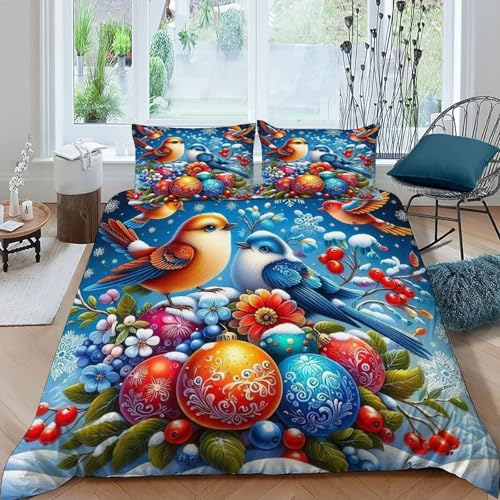HOGDISAJD Vogel Eier Bettbezug Weiche Feder Schneeflocke 3D Gedruckt Bettdeckenbezug Und 2 Kissenbezug Luxus Bettbezug Set 3 Stück Für Jungen Und Mädchen Super König（260x220cm） von HOGDISAJD