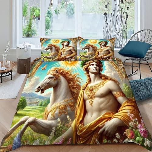 HOGDISAJD Weißes Pferd Character Bettbezug Weiche Feder Mythischer Stil 3D Gedruckt Bettdeckenbezug Und 2 Kissenbezug LuxusBettwäsche Sets 3teilig Für Jungen Und Mädchen Super König（260x220cm） von HOGDISAJD