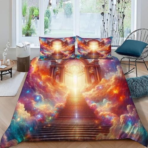 HOGDISAJD Zeit und Raum Tor Bettbezug Feder Zurück in die Zukunft 3D Bettbezug Mit 2 Kopfkissenbezüge LuxusBettwäsche Sets 3 Stück Für Jungen Und Mädchen Super König（260x220cm） von HOGDISAJD