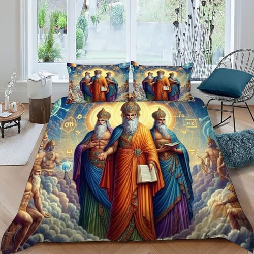 Mythologische Charaktere Bettbezug Weiche Feder Kunst 3D Effekt LuxusBettwäsche 3 Stück Mit 2 Kopfkissenbezüge Sets Für Jungen Und Mädchen König（220x240cm） von HOGDISAJD