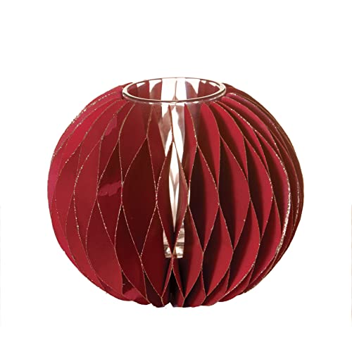 Weihnachtsschmuck Christbaumschmuck aus Papier in verschiedenen Formen und Farben (Rot / Gold, Teelichthalter 14 cm) von HOGE