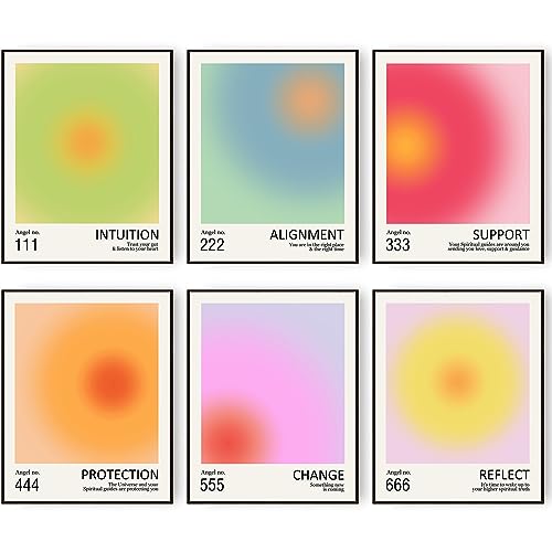 Aura Engel Zahlen-Poster für Schlafzimmer, ästhetische, motivierende Wanddekoration, minimalistische, inspirierende Zitate, Leinwand, Wandkunst 8x10 Zoll (20.3x25.4cm) Ungerahmt von HOGEBIG