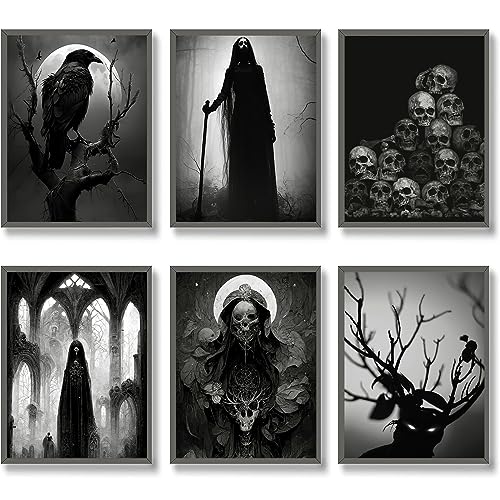 Gothic Room Decor Witchy Wall Decor Aesthetic Halloween Decor Gothic Wall Art Prints Spooky Home Decor Goth Room Decor Creepy Art Prints Scary Picture 8x10 Zoll (20.3x25.4 cm) Ungerahmt von HOGEBIG