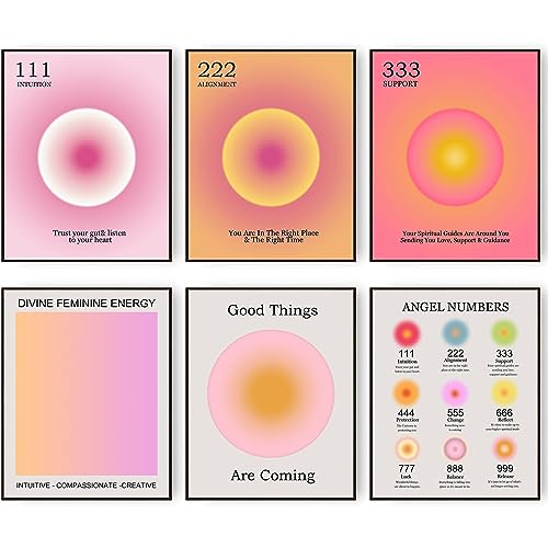 Aura Engel Zahlen Poster für Schlafzimmer ästhetische motivierende Wanddekoration minimalistische inspirierende Zitate Leinwand Wandkunst 11x14 Zoll (27.9x35.6cm) Ungerahmt Aura Engel Zahlen Poster für Schlafzimmer ästhetische motivierende Wanddekoration minimalistische inspirierende Zitate Leinwand Wandkunst 11x14 Zoll (27.9x35.6cm) Ungerahmt von HOGEBIG