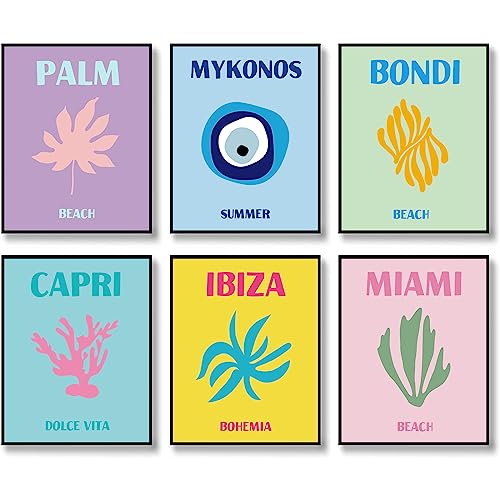 Preppy Travel Wall Decor, Preppy Room Decor Aesthetic Wall Art PrintsCollage Colorful Abstract Poster, Preppy Poster Room Aesthetic Bedroom Decor 8x10 Zoll (20.3x25.4cm) Ungerahmt von HOGEBIG