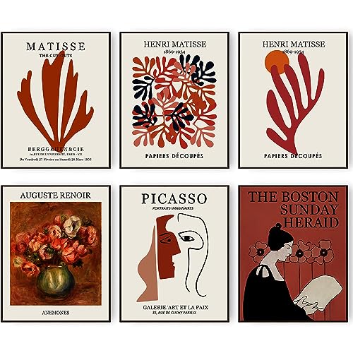 Salbeigrün Meister Wandkunstdrucke Abstrakte Matisse Wandkunst Ausstellung Poster Vintage Kunst Boho Kunstdrucke Retro Raumdekoration 8x10 Zoll (20.3x25.4cm) Ungerahmt von HOGEBIG