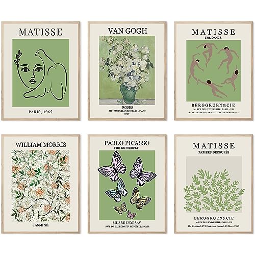 Salbeigrün Meister Wandkunstdrucke Abstrakte Matisse Wandkunst Ausstellungsposter Vintage Kunst Boho Kunstdrucke Retro Raumdekoration 8x10 Zoll (20.3x25.4cm) Ungerahmt von HOGEBIG