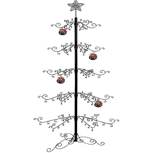 HOHIYA Weihnachtsbaum Metall Christbaum Groß Dekorationen Weihnachtsbaumkugeln Montage 210 cm Aufhängen schwarz Umweltfreundlich von HOHIYA
