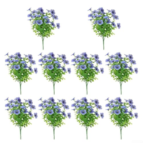 10 Stück widerstandsfähige künstliche Blumen für alle Ihre dekorativen Bedürfnisse, drinnen oder draußen (blau) von HOHOVYVY