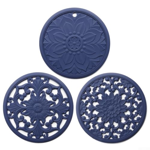 3 Stks Siliconen Tafelmat, Antislip Siliconen Pot Pads Hot Pads Coaster Keuken Tafel Mat Placemat 20cm (Blue) von HOHOVYVY