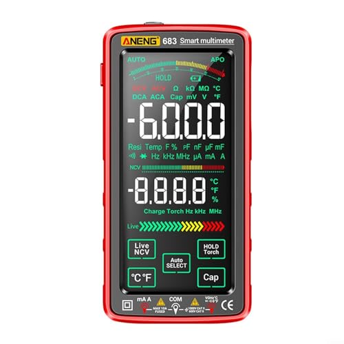 683 Vollbild-Multimeter mit USB-Lithium-Akku, Touch-Schnittstelle und berührungslosem Spannungsalarm (schwarz) von HOHOVYVY