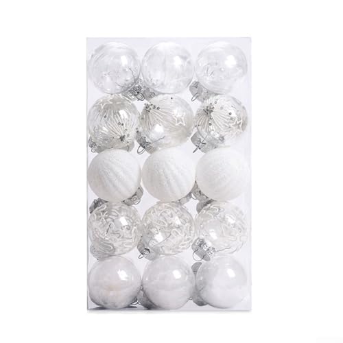Ästhetisches Set mit 30 Weihnachtsschmuck, leicht, bruchsicher, Kugeln für festliche Dekoration, Weiß Ästhetisches Set mit 30 Weihnachtsschmuck, leicht, bruchsicher, Kugeln für festliche Dekoration, Weiß von HOHOVYVY