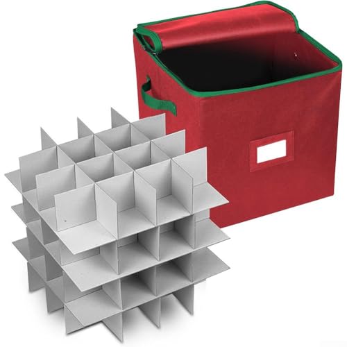 Aufbewahrungsbox für Weihnachtsdekoration, für bis zu 64 Ornamente, leicht zu reinigen und zu pflegen, Rot von HOHOVYVY