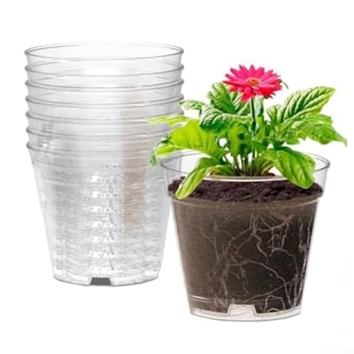 Clear Nursery Pot Collection 8-teilig für optimale Bodenfeuchtigkeitskontrolle (Durchmesser 10,2 cm) von HOHOVYVY
