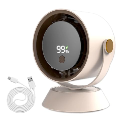 Desktop-Umwälzventilator mit wiederaufladbarem Akku, intelligentes Digitaldisplay für benutzerfreundliche Erfahrung (Beige) von HOHOVYVY